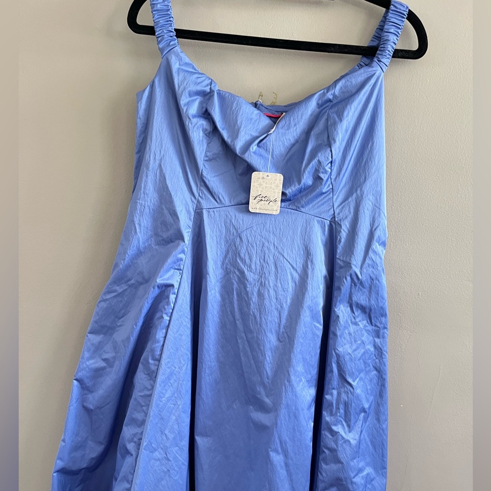 NWT Free People ALINDA Midi Off-Shoulder Dress w/Pockets Blue Iris Gown Nylon - Picture 8 of 12